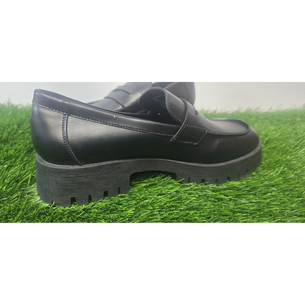 Steve Madden Shoes Womens Size 10 Black Loafers Platform Chunky Penny Lug Sole - Picture 3 of 11